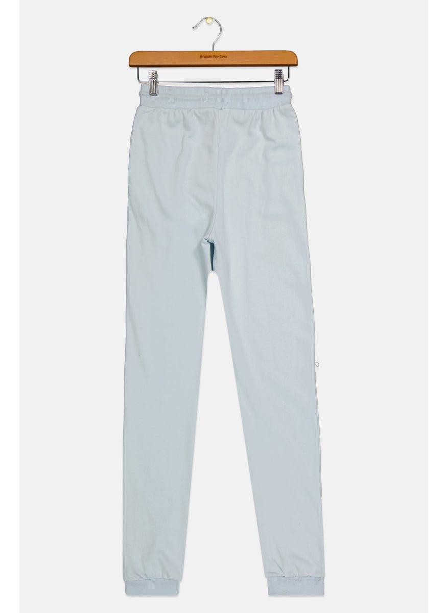 Kids Boys Regular Fit Brand Logo Jogger Pants, Sky Blue