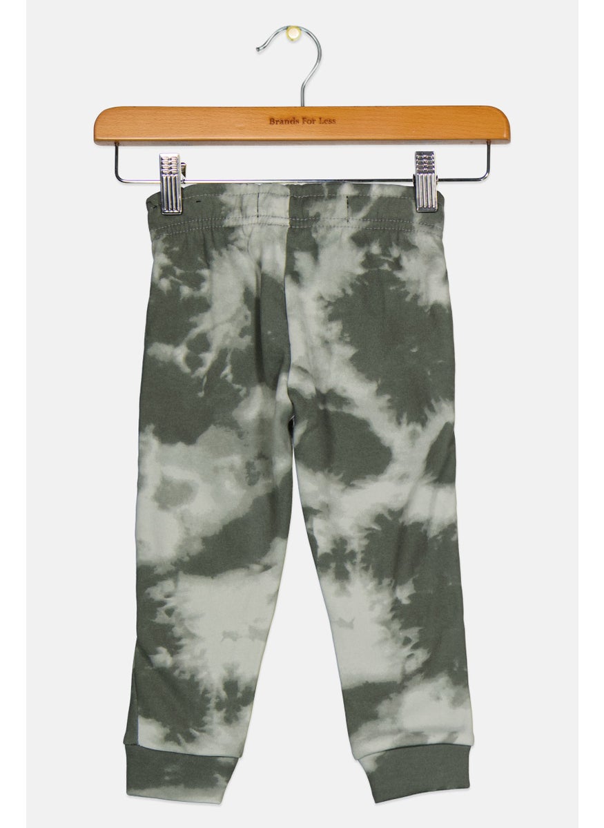 Toddlers Boy Drawstring Tie Dye Jogger Pants, Dark Sea Green Combo