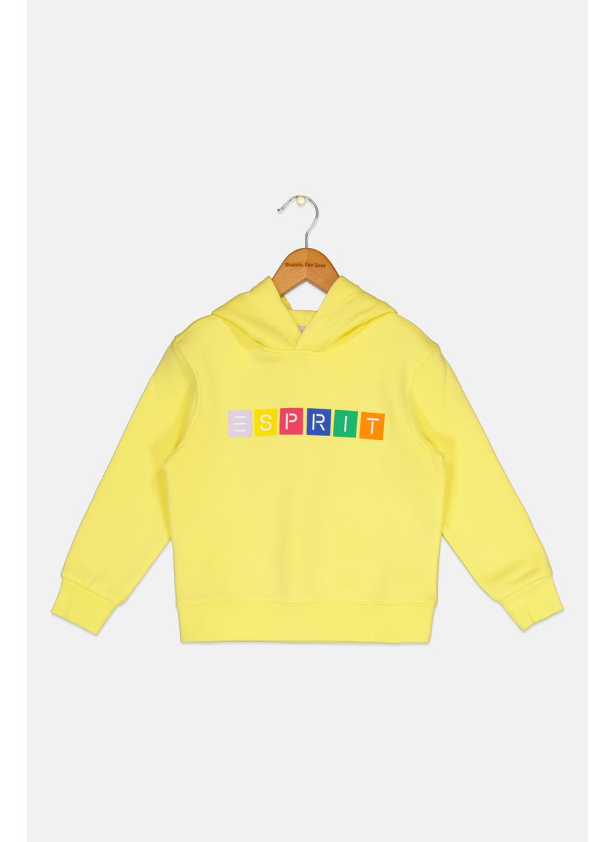 Kids Boy Long Sleeves Graphic Print Hooded Sweatshirts, Yellow