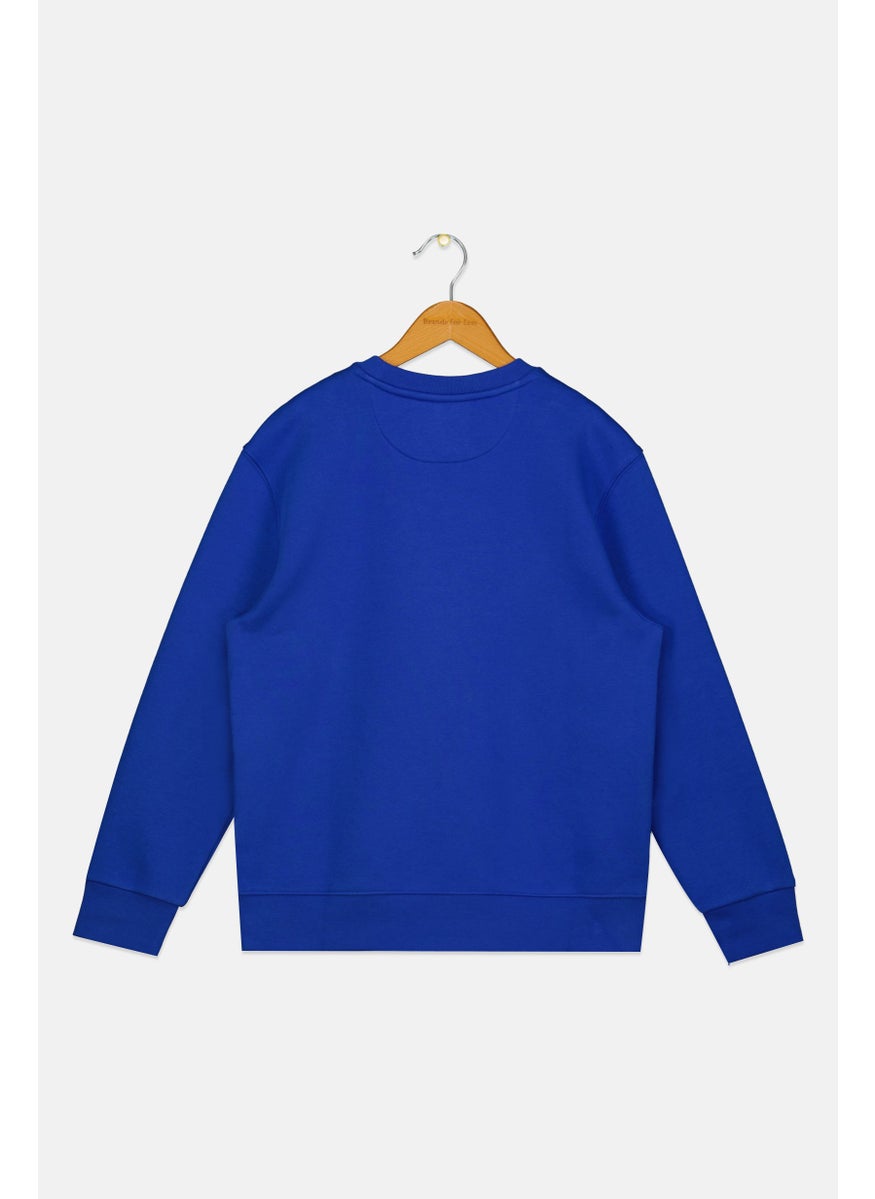 Kids Boy Long Sleeves Brand Logo Sweatshirt, Dark Blue