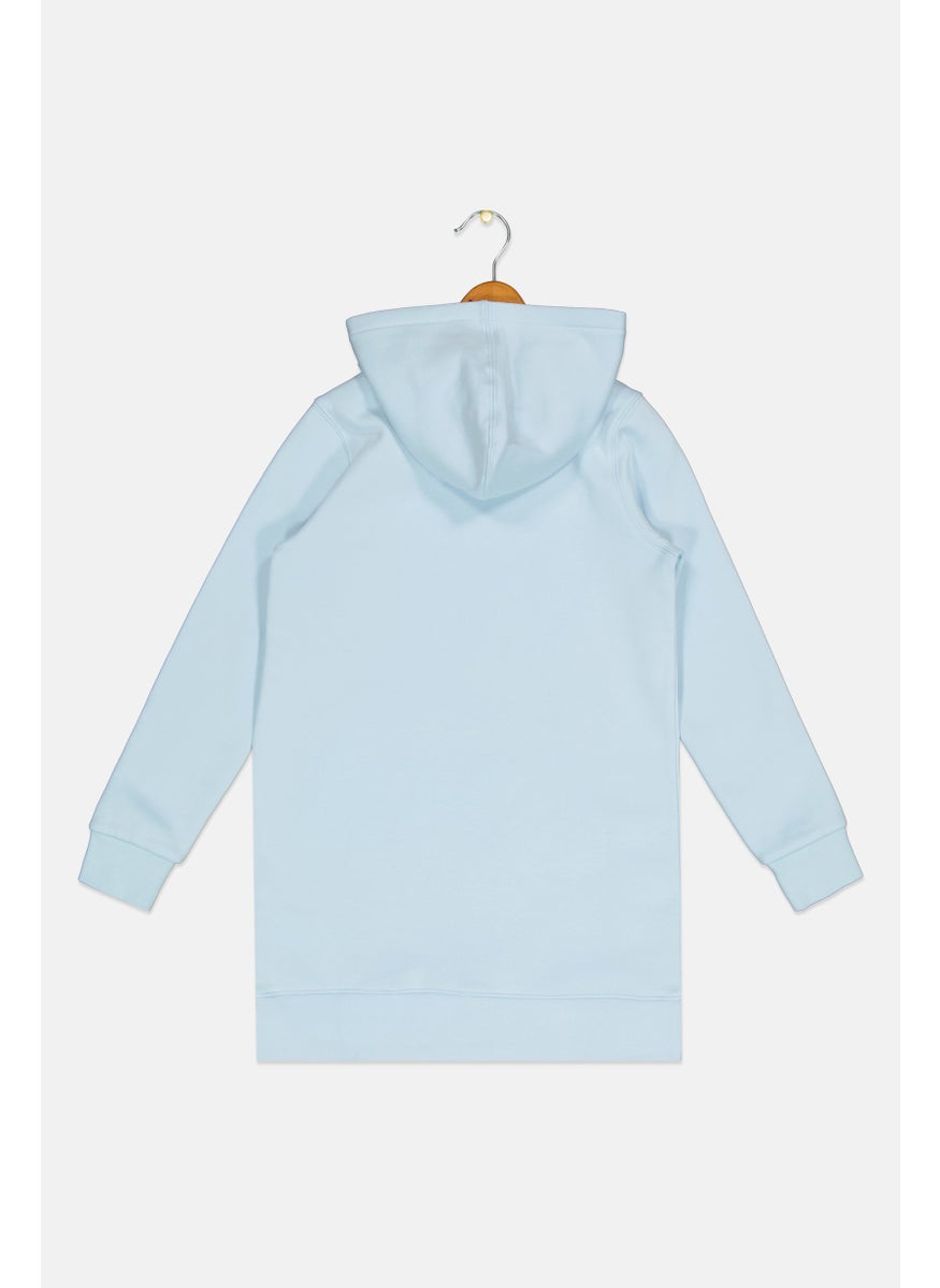 Kids Boy Long Sleeves Brand Logo Hooded Sweatshirts, Light Blue