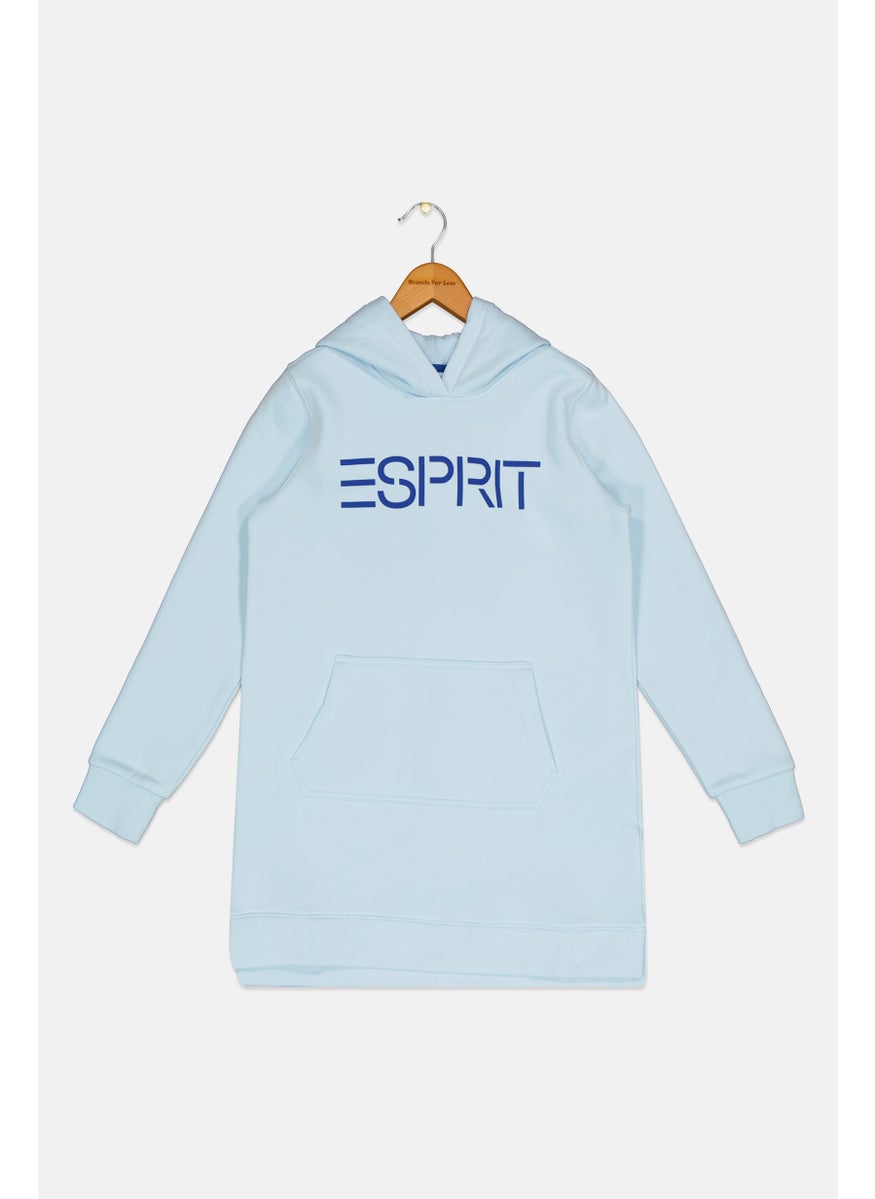 Kids Boy Long Sleeves Brand Logo Hooded Sweatshirts, Light Blue