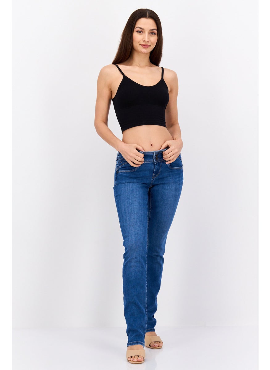 Women Straight Fit Washed Stretchable Jeans, Blue