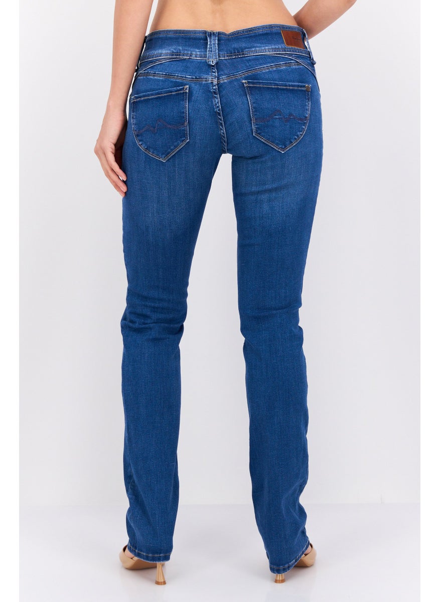 Women Straight Fit Washed Stretchable Jeans, Blue