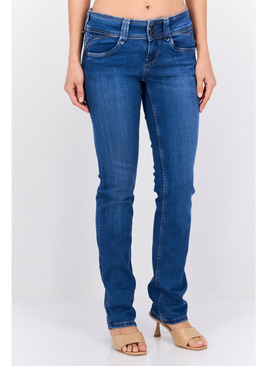 Women Straight Fit Washed Stretchable Jeans, Blue