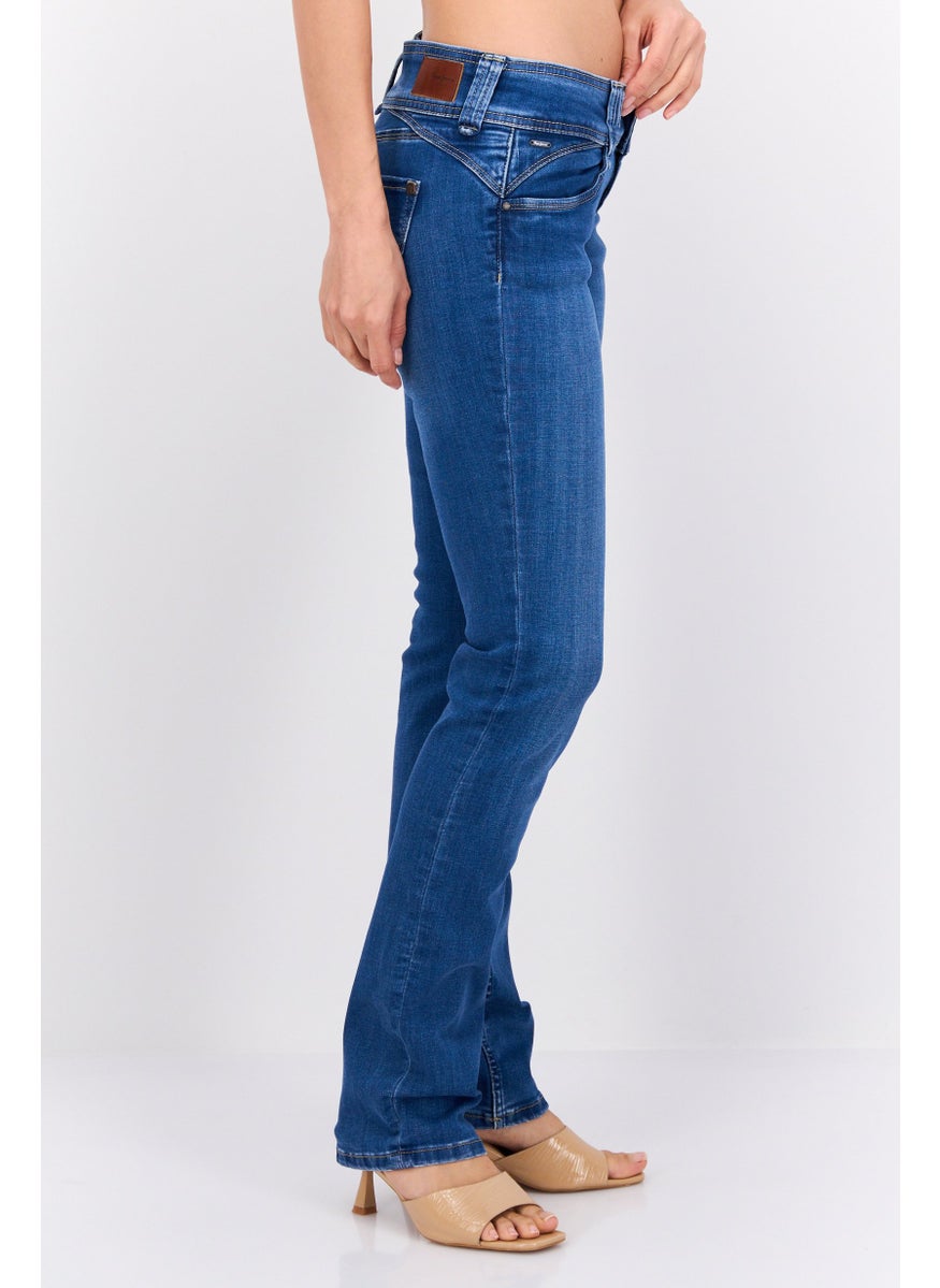 Women Straight Fit Washed Stretchable Jeans, Blue