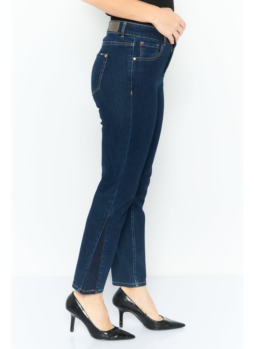 Women Regular Fit Straight Leg Stretchable Denim Jeans, Blue