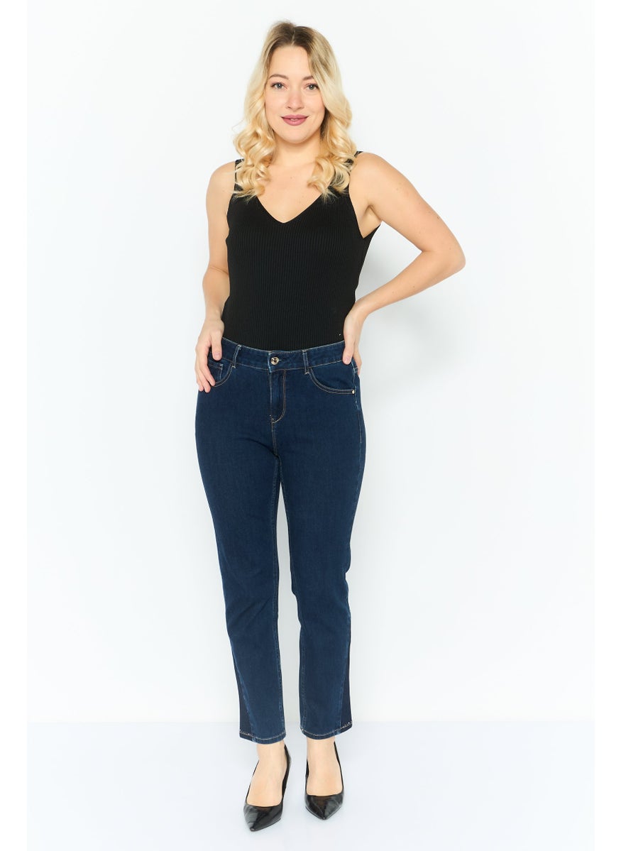 Women Regular Fit Straight Leg Stretchable Denim Jeans, Blue
