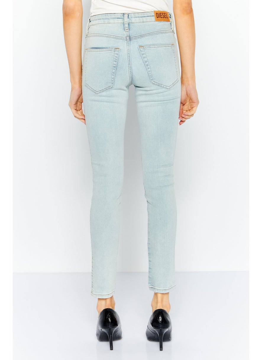 Women Slim Regular Stretchable Jeans, Light Blue Wash
