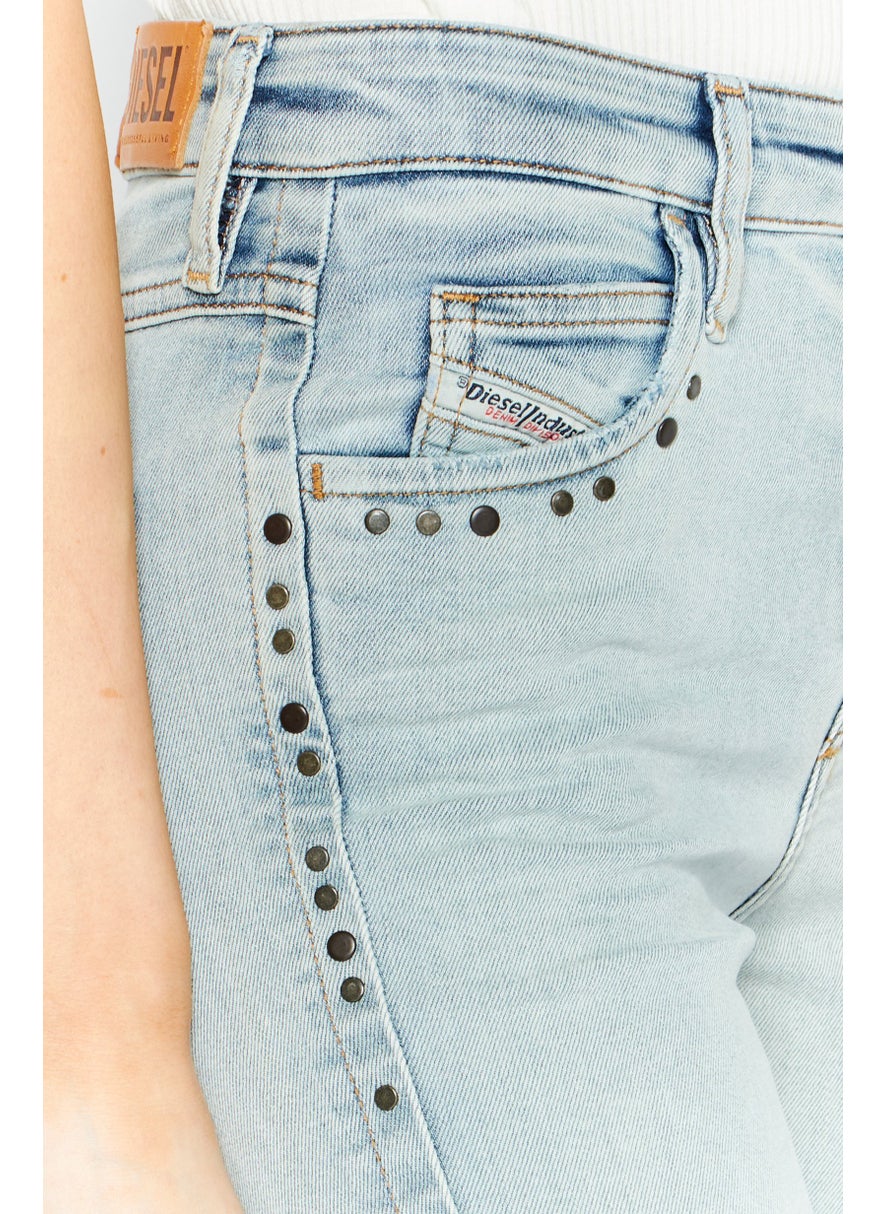Women Slim Regular Stretchable Jeans, Light Blue Wash