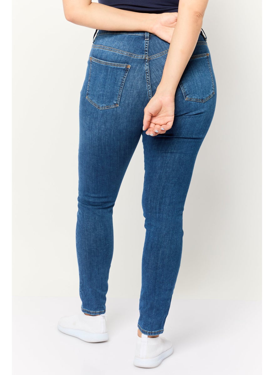 Women Skinny Fit Washed Stretchable Jeans, Blue