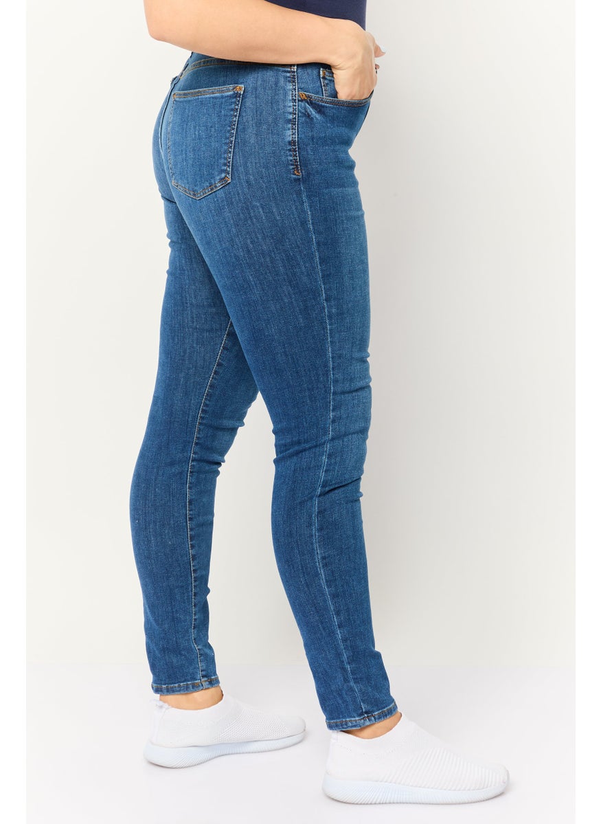 Women Skinny Fit Washed Stretchable Jeans, Blue