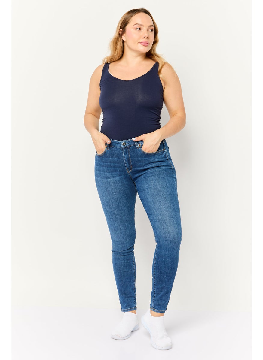 Women Skinny Fit Washed Stretchable Jeans, Blue