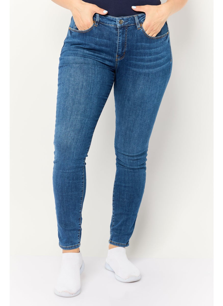 Women Skinny Fit Washed Stretchable Jeans, Blue