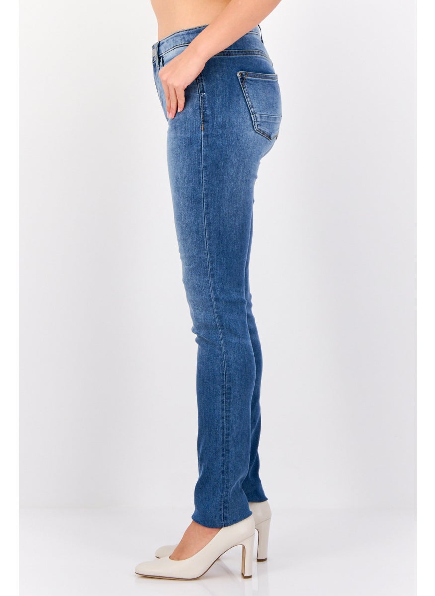 Women Slim Fit Washed Stretchable Jeans, Light Blue