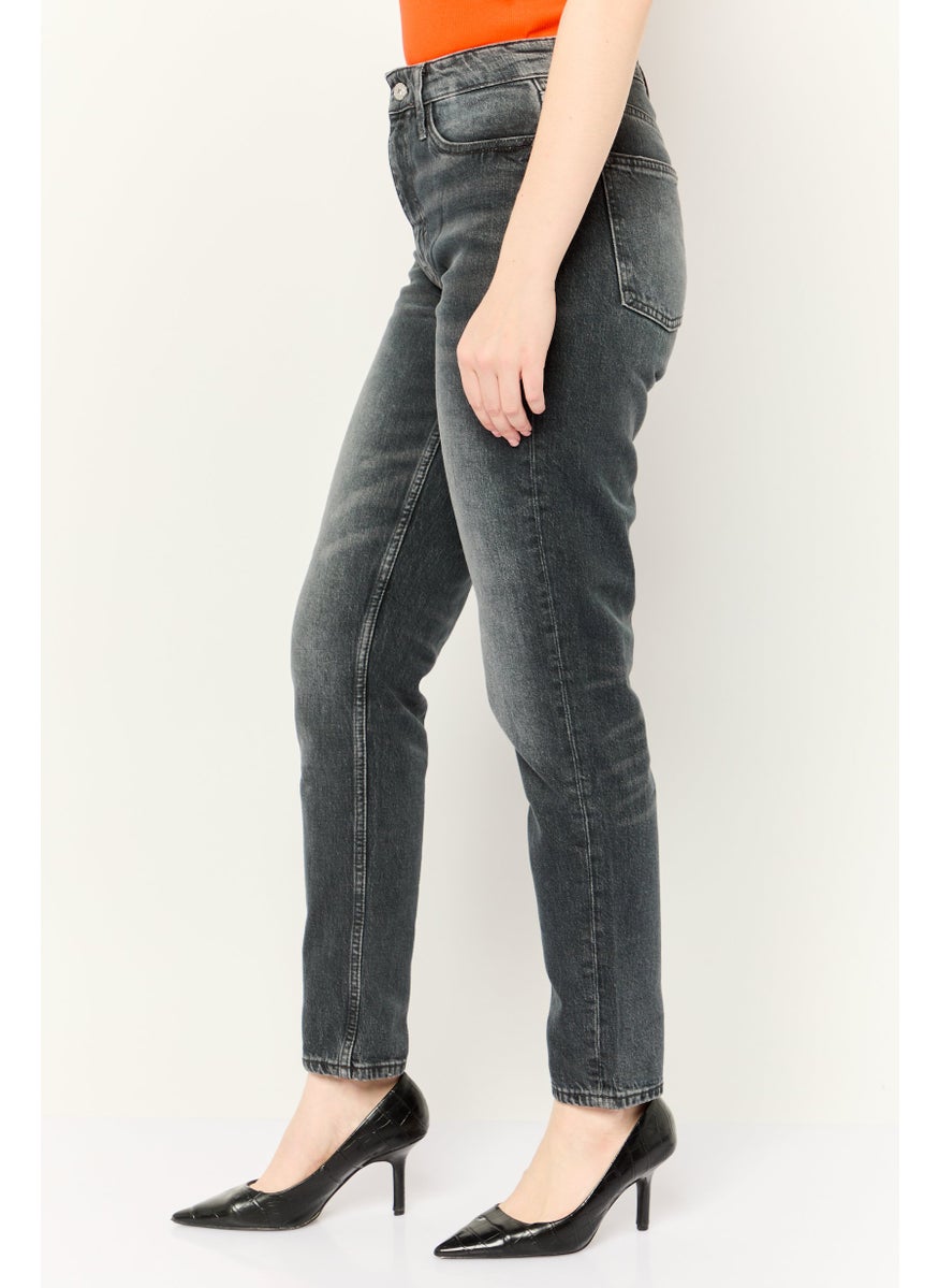 Women Classic Fit Washed Stretchable Jeans, Black