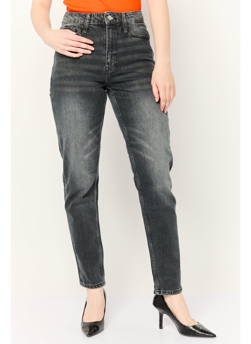 Women Classic Fit Washed Stretchable Jeans, Black