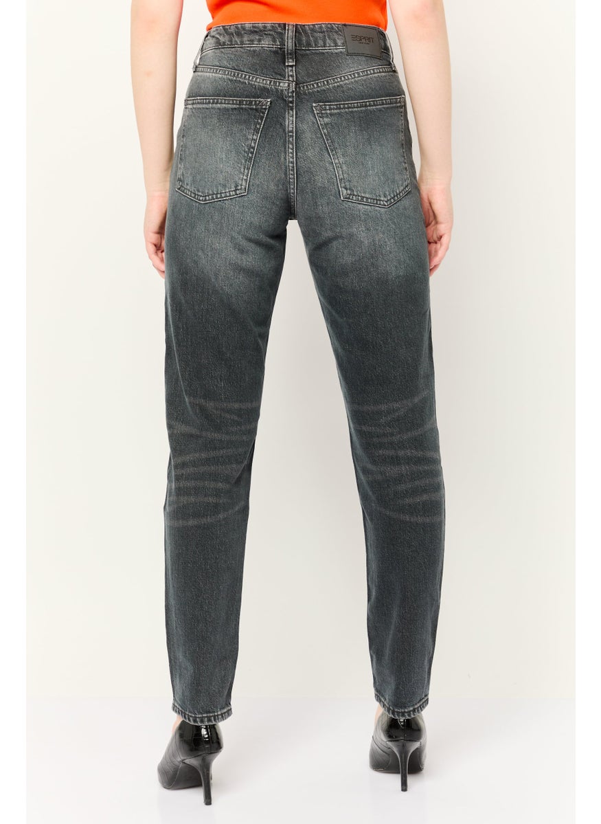 Women Classic Fit Washed Stretchable Jeans, Black