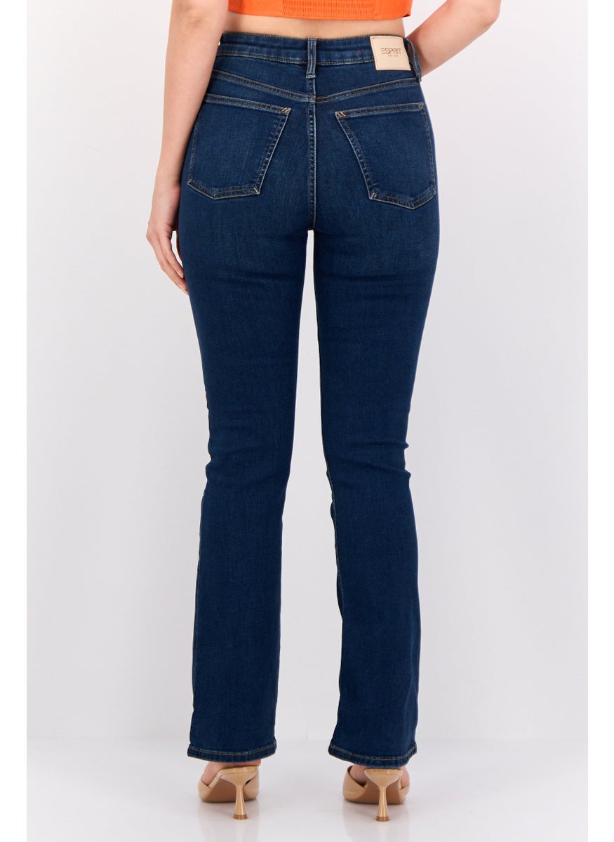 Women Regular Fit High Rise Straight Stretchable Jeans, Navy