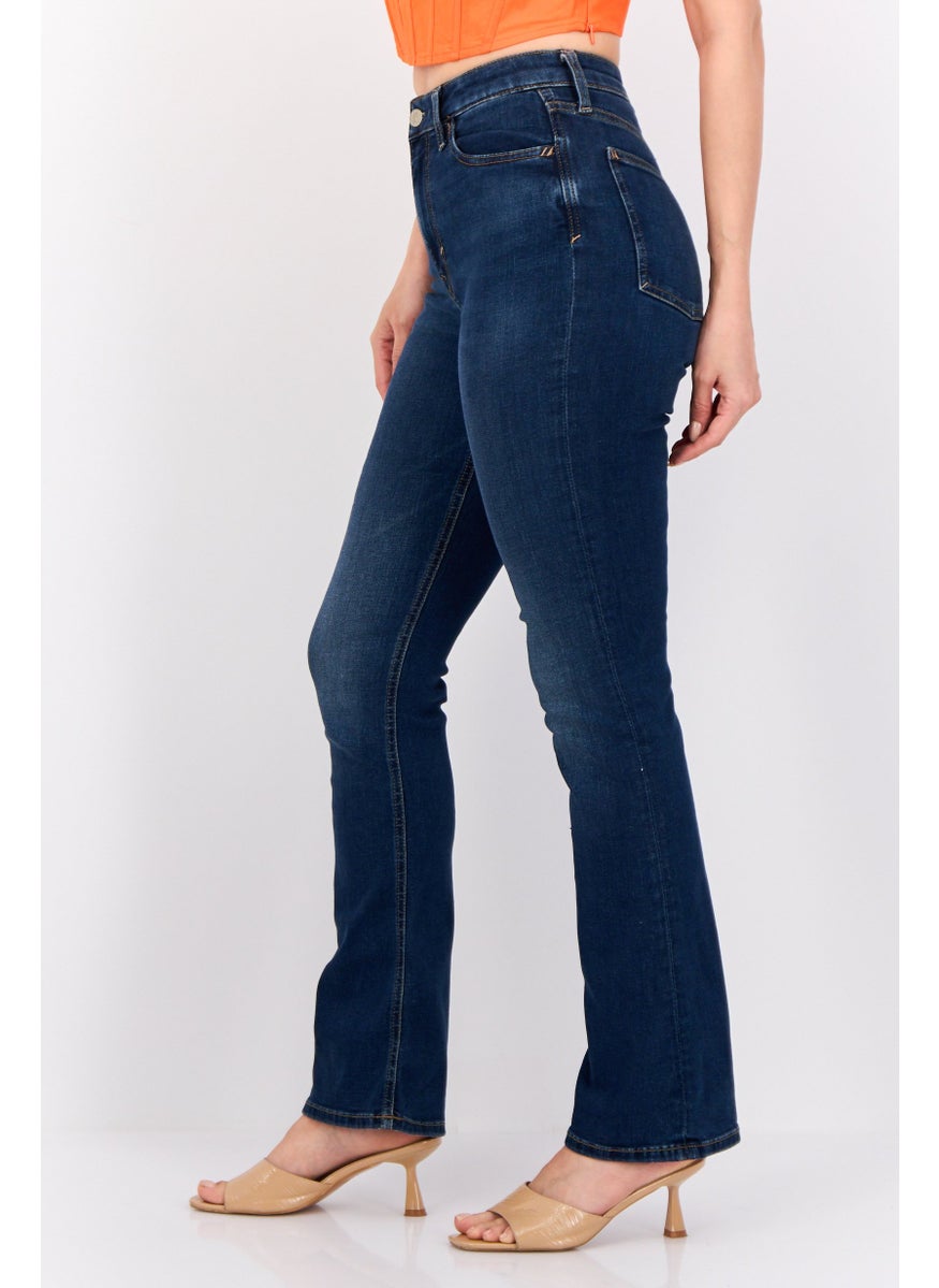 Women Regular Fit High Rise Straight Stretchable Jeans, Navy