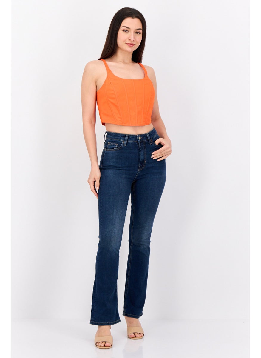 Women Regular Fit High Rise Straight Stretchable Jeans, Navy