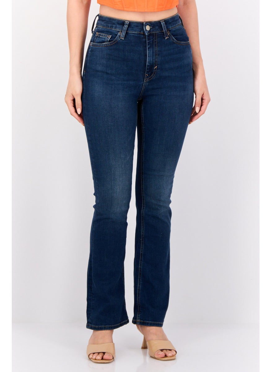 Women Regular Fit High Rise Straight Stretchable Jeans, Navy