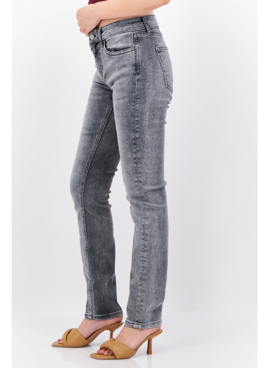 Women Slim Fit Washed Stretchable Jeans, Black