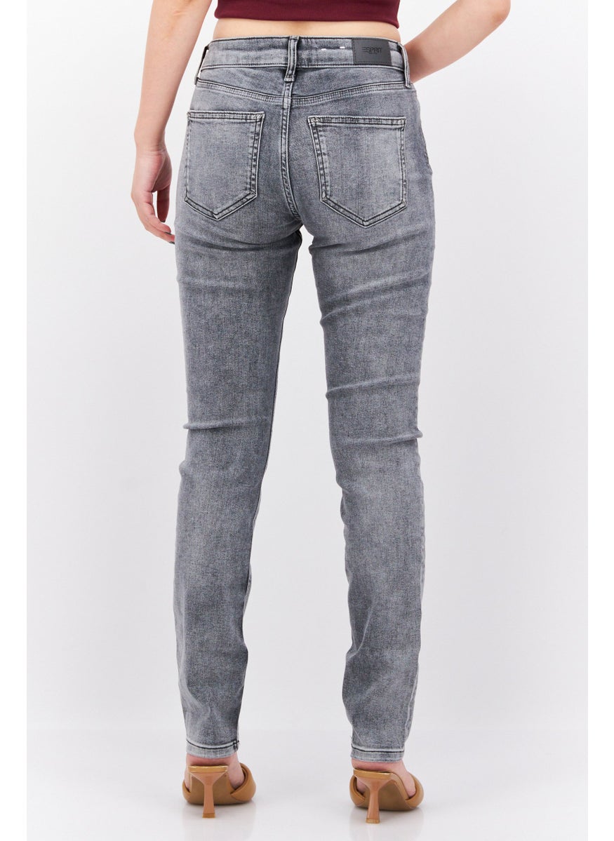 Women Slim Fit Washed Stretchable Jeans, Black