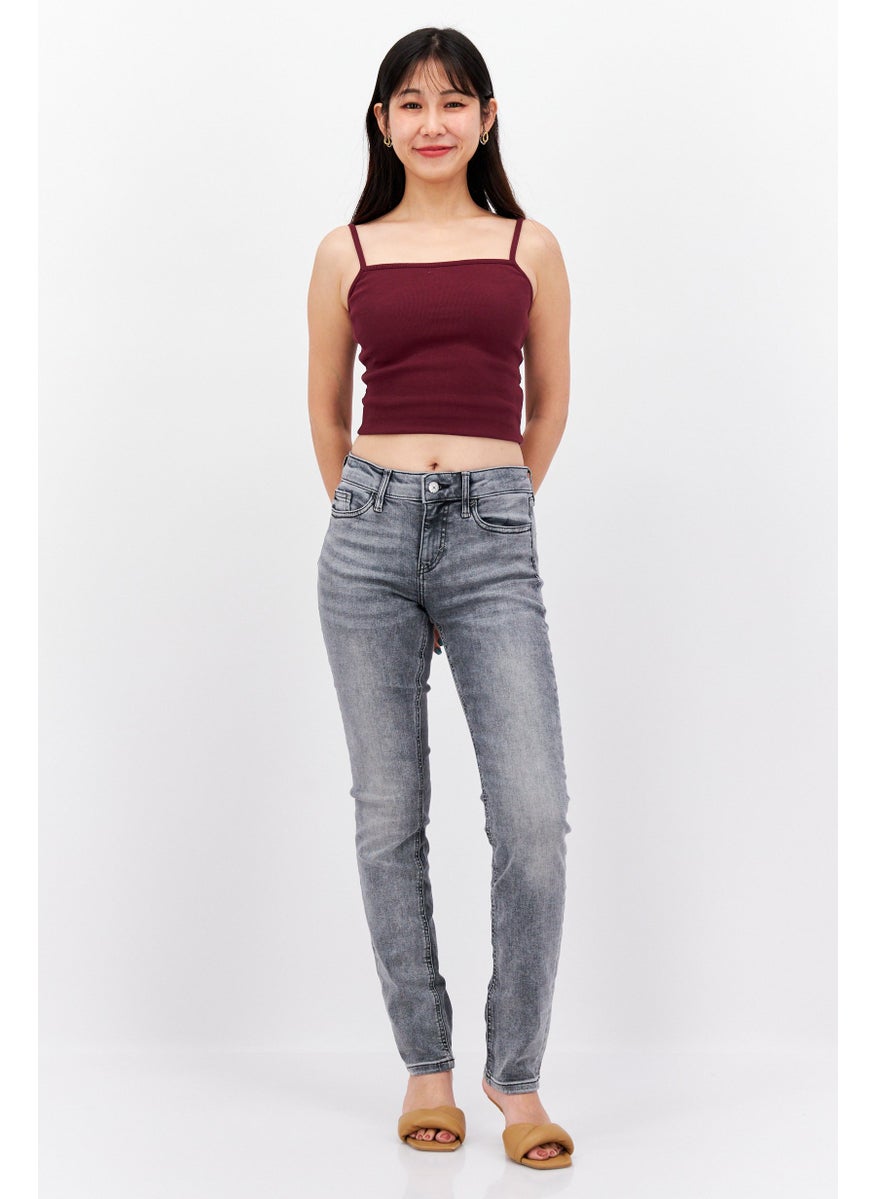 Women Slim Fit Washed Stretchable Jeans, Black