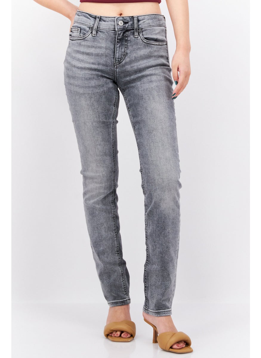 Women Slim Fit Washed Stretchable Jeans, Black