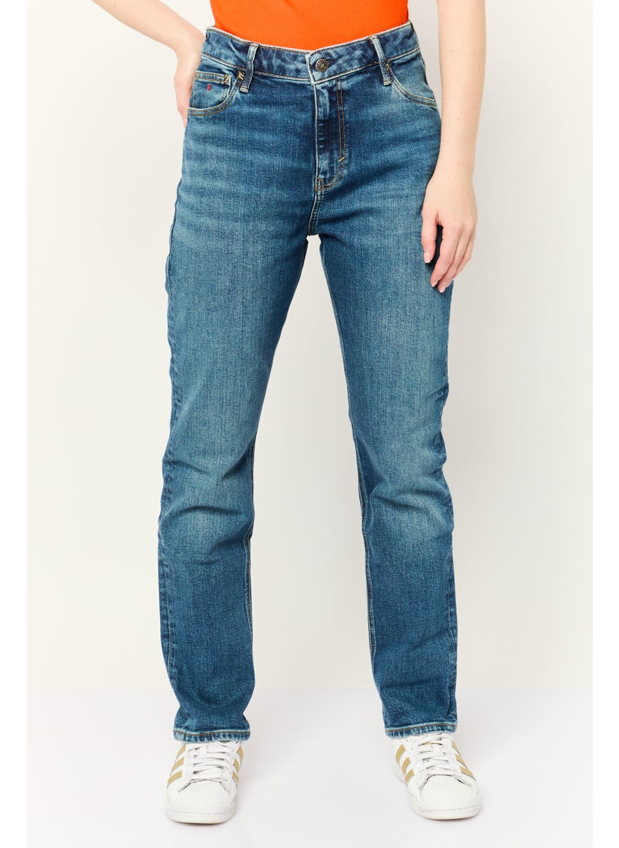 Women Slim Fit Washed Stretchable Retro Jeans, Blue