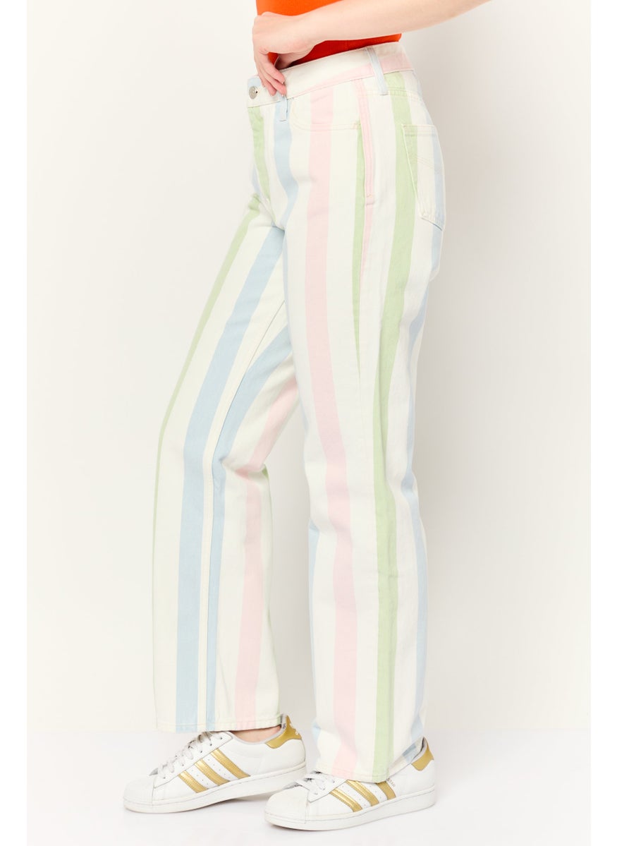 Women Straight Fit Stripe No Stretch Jeans, Multicolor
