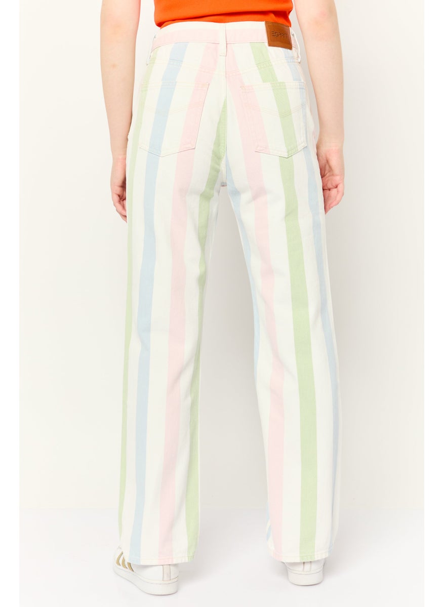 Women Straight Fit Stripe No Stretch Jeans, Multicolor