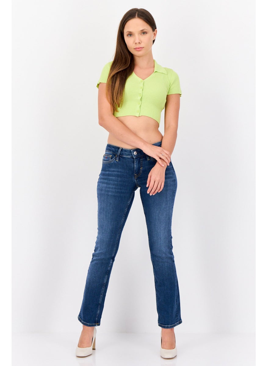 Women Bootcut Fit Washed Stretchable Jeans, Blue