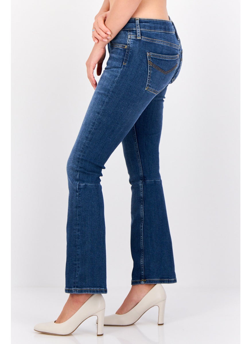 Women Bootcut Fit Washed Stretchable Jeans, Blue