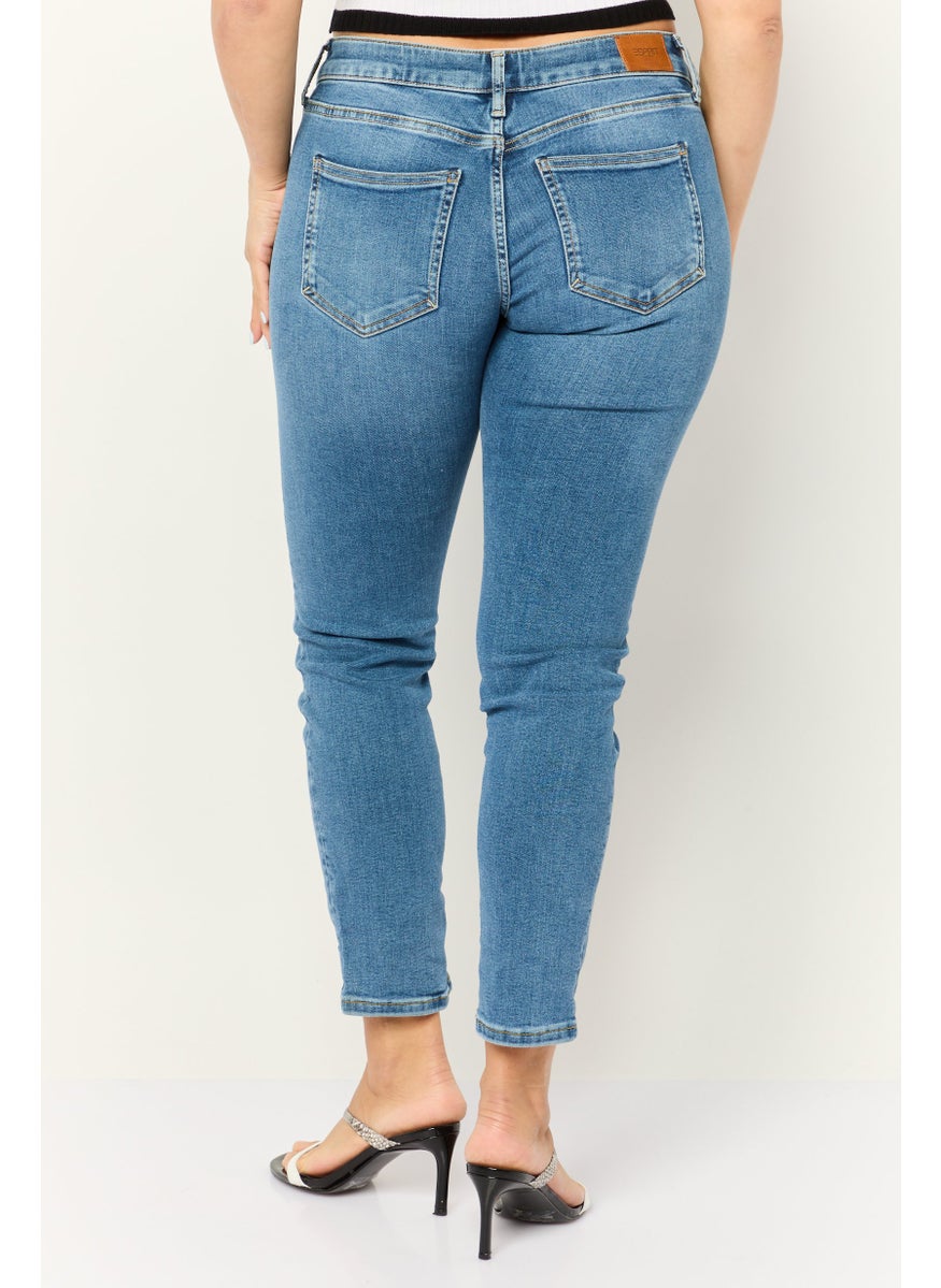 Women Slim Fit Washed Stretchable Jeans, Light Blue