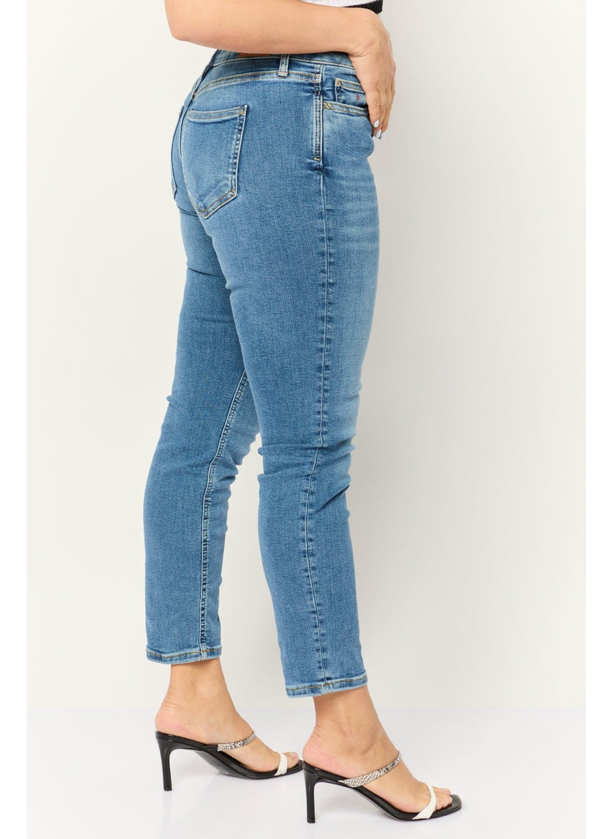 Women Slim Fit Washed Stretchable Jeans, Light Blue