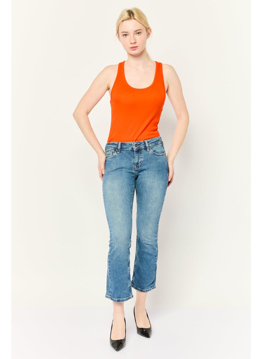 Women Bootcut Fit Washed Stretchable Jeans, Blue
