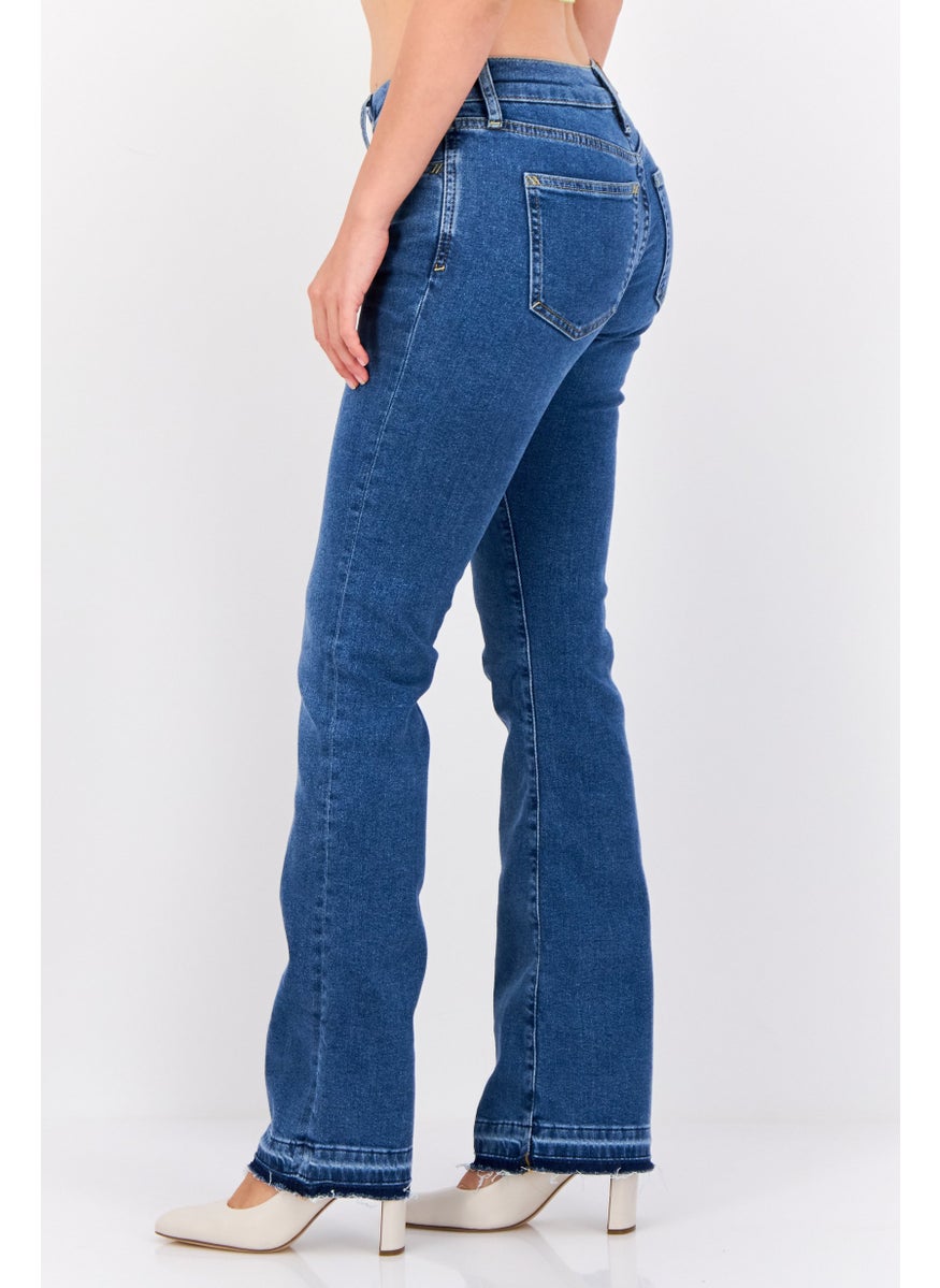 Women Bootcut Fit Washed Stretchable Jeans, Blue