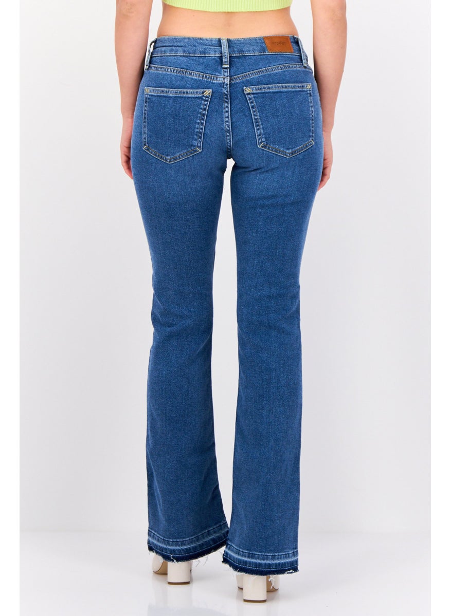 Women Bootcut Fit Washed Stretchable Jeans, Blue