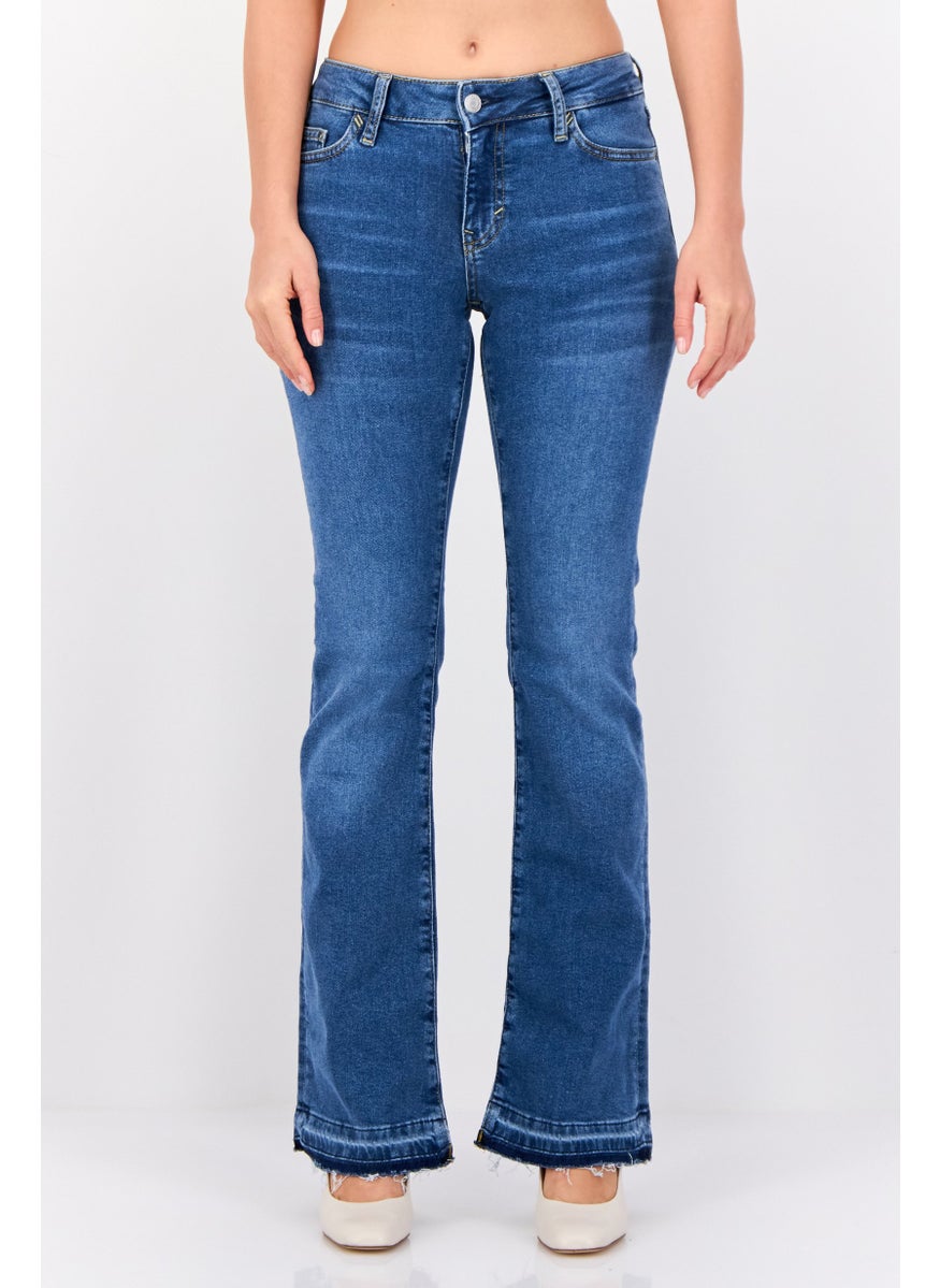 Women Bootcut Fit Washed Stretchable Jeans, Blue