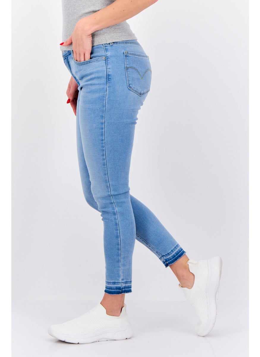 Women Skinny Fit Washed Stretchable Denim, Blue