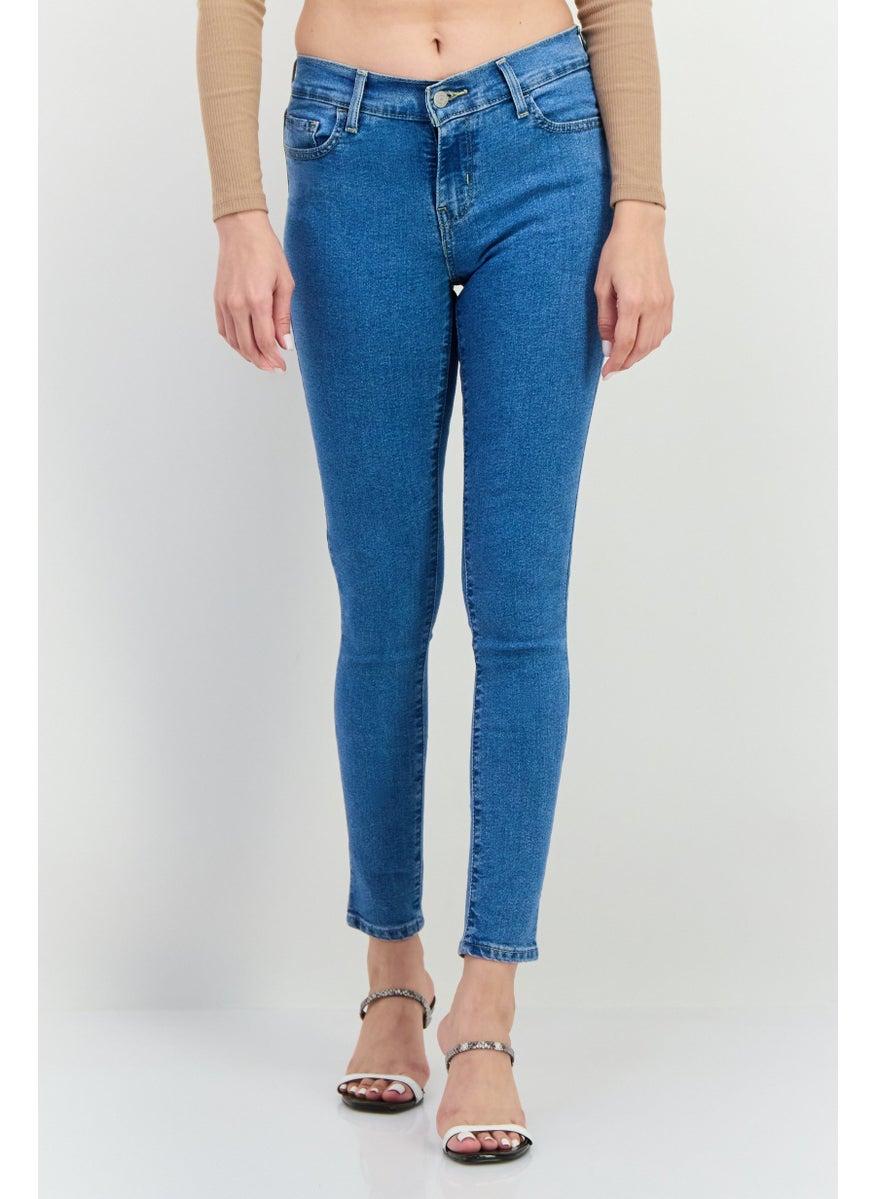 Women Super Skinny Fit Washed Stretchable Denim Jeans, Light Blue