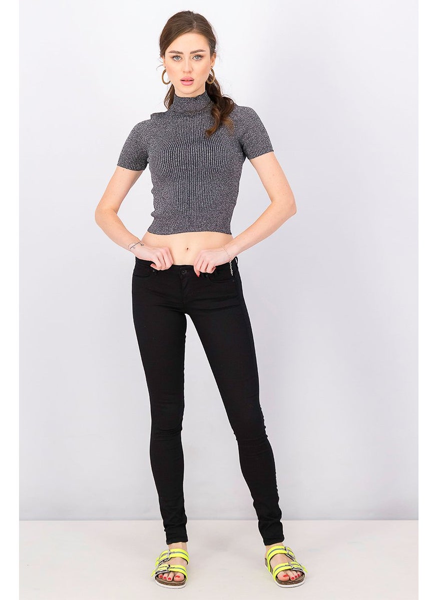 Women Skinny Fit Solid Stretchable Jegging, Black