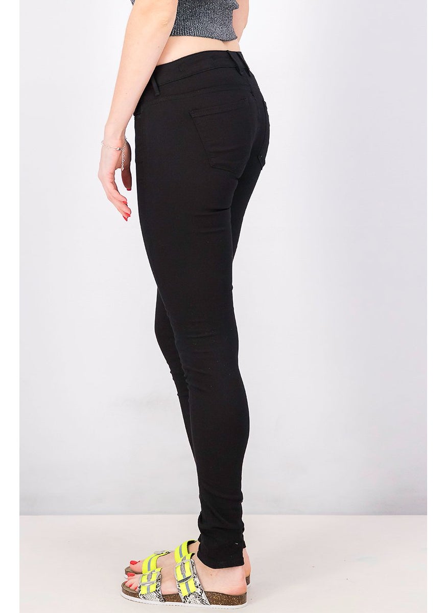 Women Skinny Fit Solid Stretchable Jegging, Black