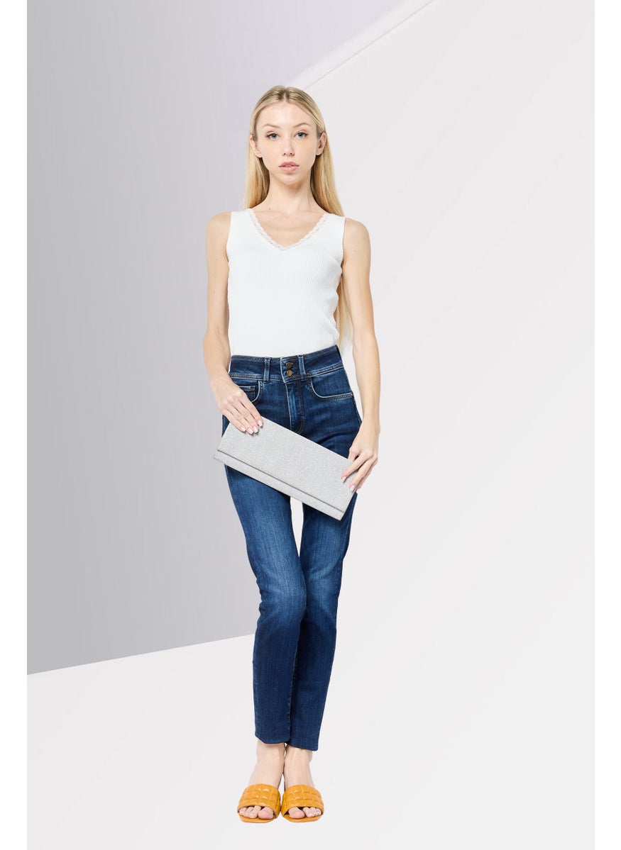 Women Skinny Fit High Waist Washed Denim Jeans, Blue