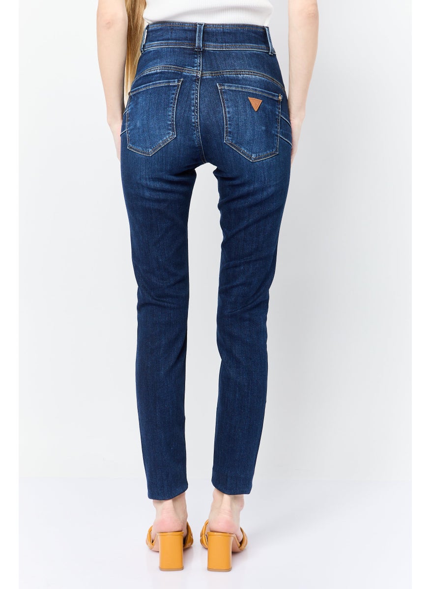 Women Skinny Fit High Waist Washed Denim Jeans, Blue