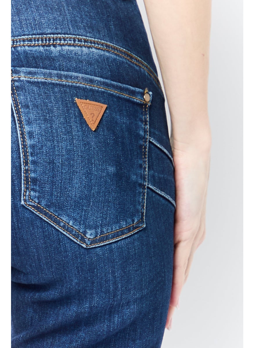 Women Skinny Fit High Waist Washed Denim Jeans, Blue