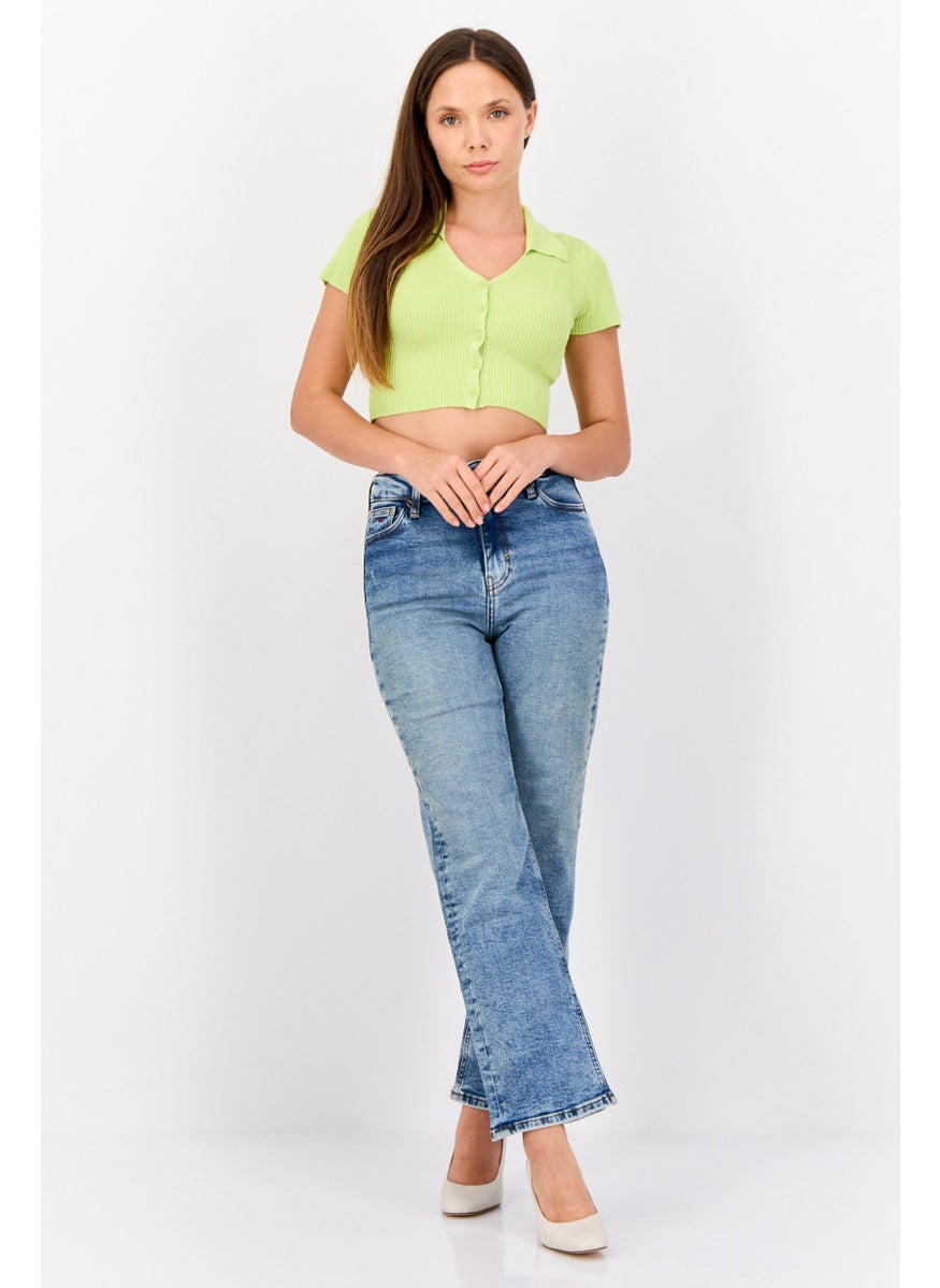 Women Straight Fit Washed Stretchable jeans, Blue