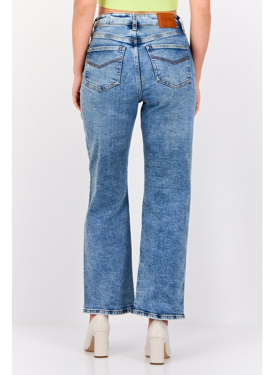 Women Straight Fit Washed Stretchable jeans, Blue